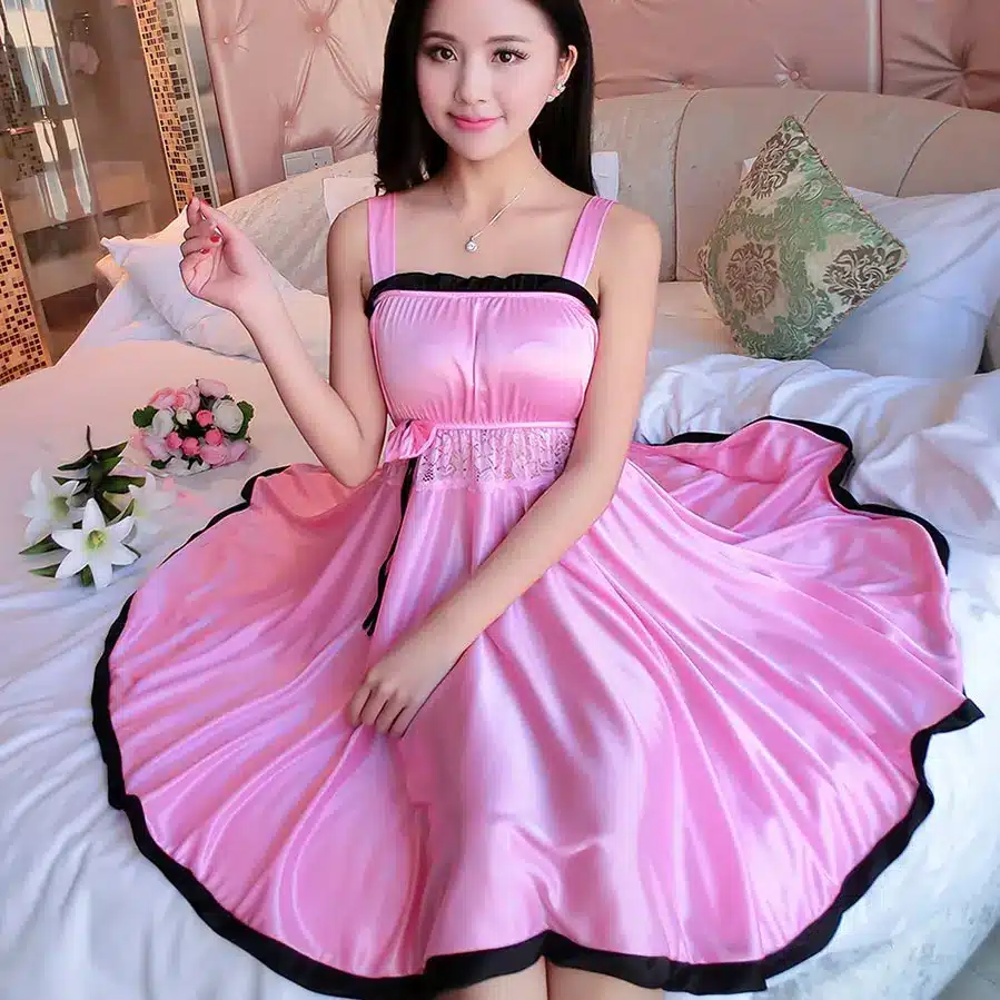 Spaghetti Strap Sleepwear Women Silk Nightwear Nightgowns Lace Sexy Lingerie Plus Size XL Female Solid Nightwear Lingerie 10