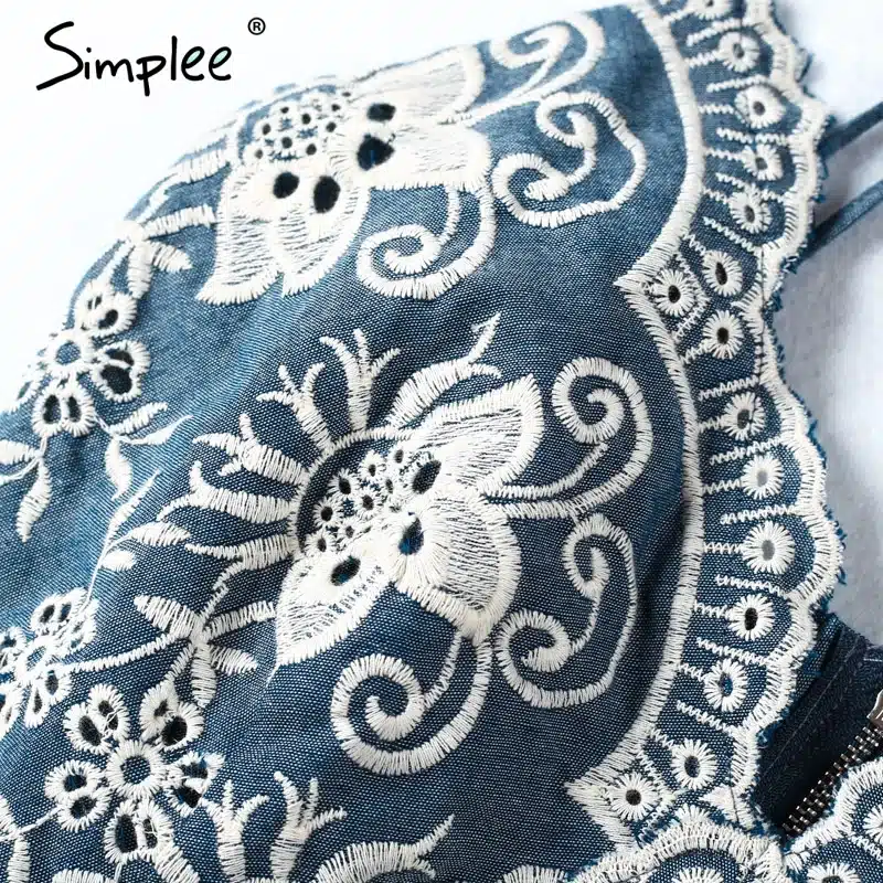 Simplee Embroidery v neck summer jumpsuit romper Strap elegant jumpsuit women floral playsuit 2017 sexy zipper short overalls 31