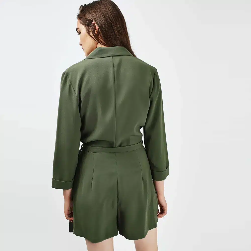 HYH HAOYIHUI Women Romper Solid Green Long Sleeve Deep V Neck Playsuit Drawstring Elegant Streetwear Sexy Casual Jumpsuit 15