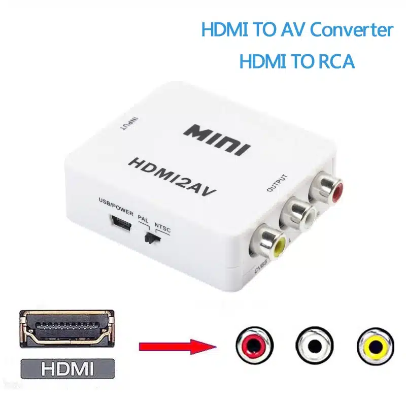 AIXXCO HD 1080P HDMI To AV/RCA CVBS Adapter Mini HDMI2AV Video Converter Box For HDTV TV PS3 Computer PC VCR NTSC 17