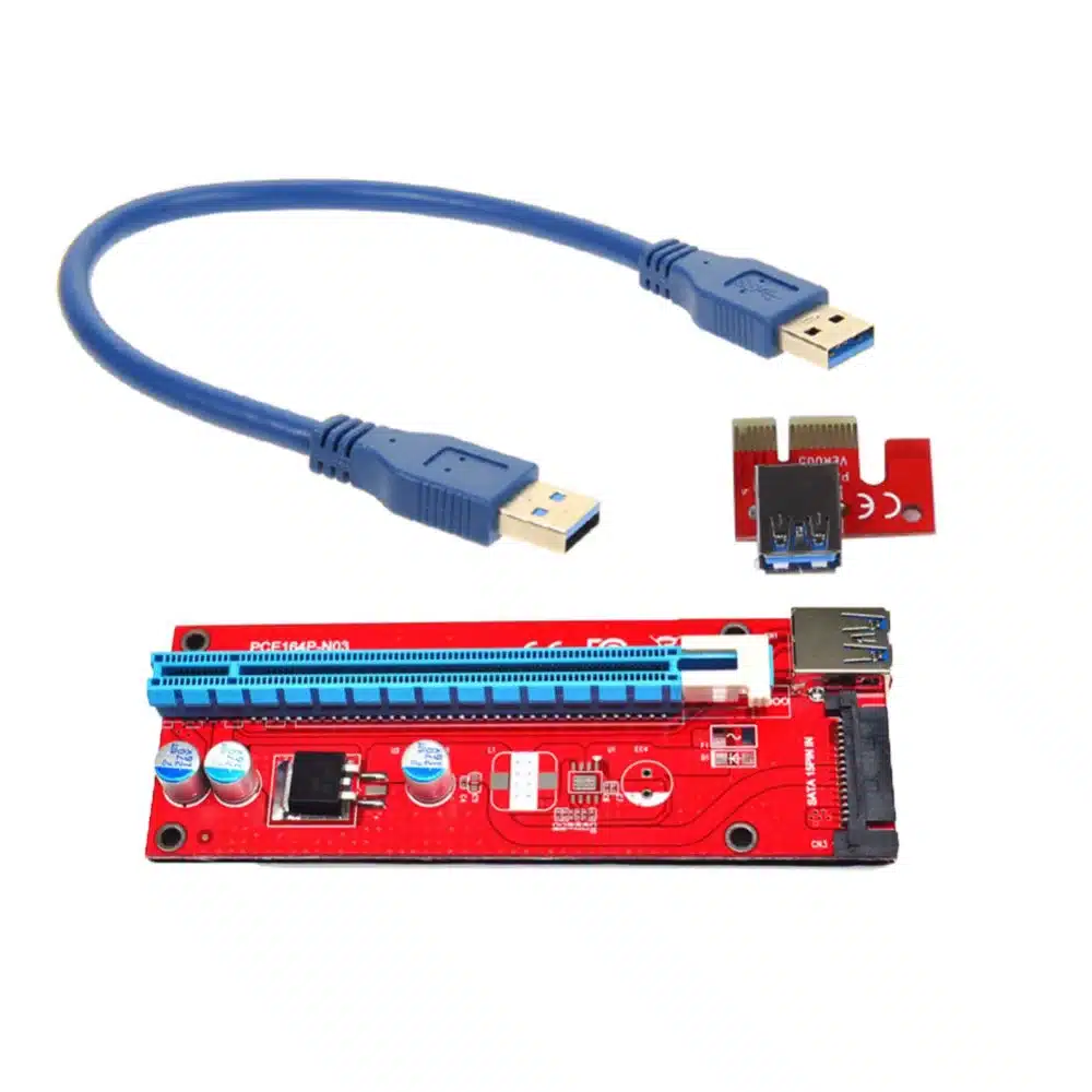 PCIe PCI-E PCI Express Riser Card 1x to 16x USB 3.0 Data Cable SATA to 4pin IDE Molex Power Supply 30cm/60cm for BTC, LTC, ETH 5