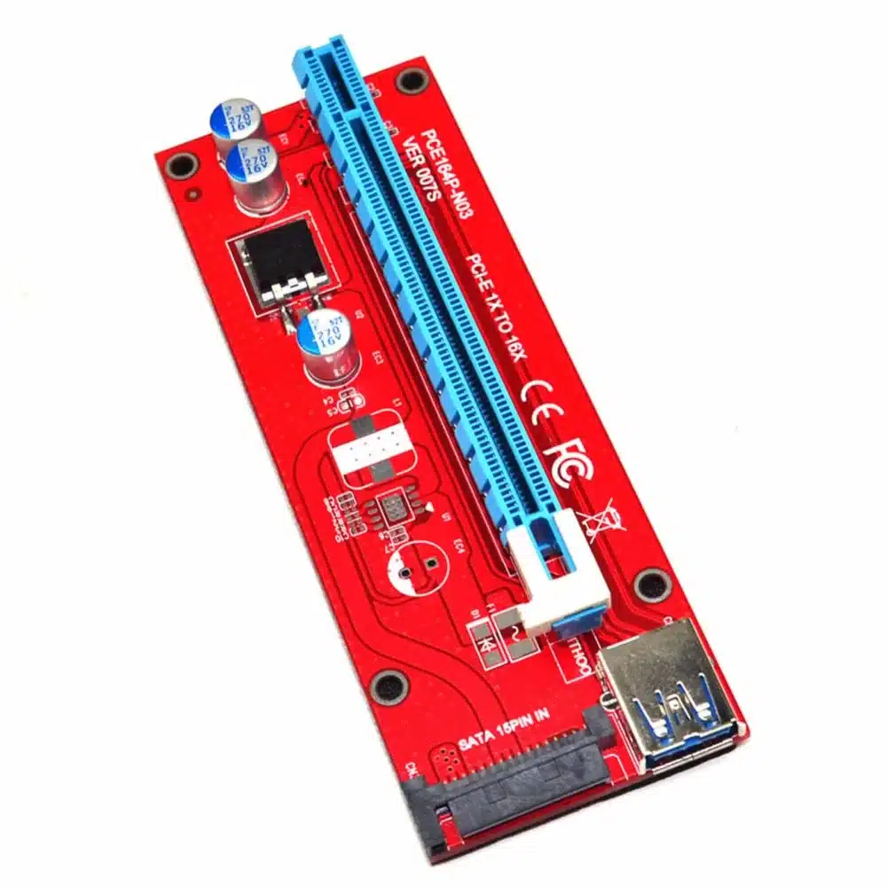 PCIe PCI-E PCI Express Riser Card 1x to 16x USB 3.0 Data Cable SATA to 4pin IDE Molex Power Supply 30cm/60cm for BTC, LTC, ETH 6