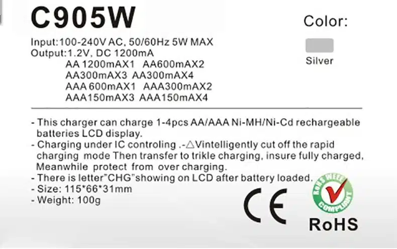 LCD Display With 4 Slots Smart Intelligent Battery Charger For AA / AAA NiCd NiMh Rechargeable Batteries 18