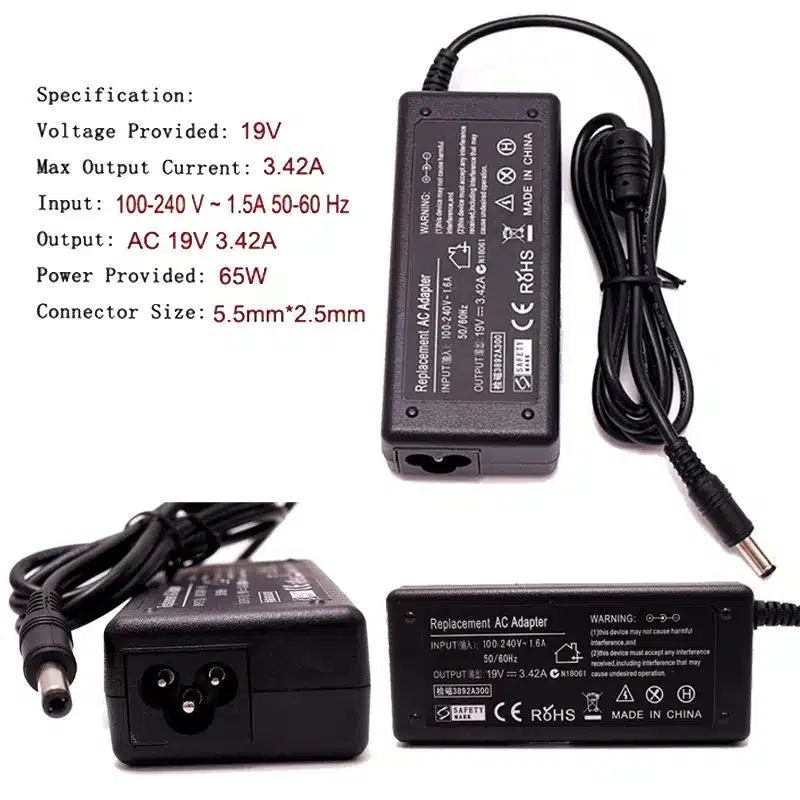 19V 3.42A 5.5X2.5mm Laptop Charger AC Adapter Power Supply For Acer Asus laptop A43E X43BU S-7200 SADP-65KB Portable Charger 4