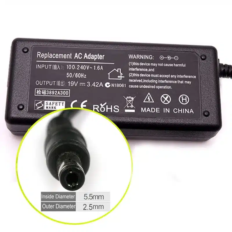 19V 3.42A 5.5X2.5mm Laptop Charger AC Adapter Power Supply For Acer Asus laptop A43E X43BU S-7200 SADP-65KB Portable Charger 5
