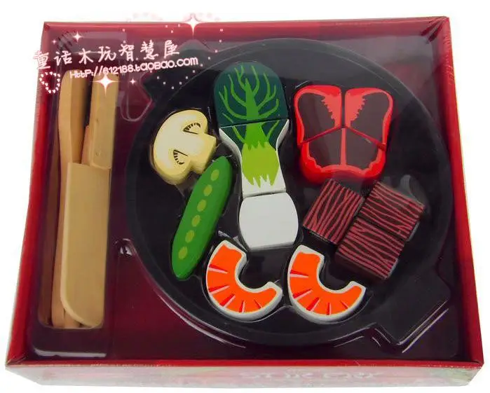 Exempt postage, the wooden simulation play house toys, vegetables, hot pot , children's educational toys 1