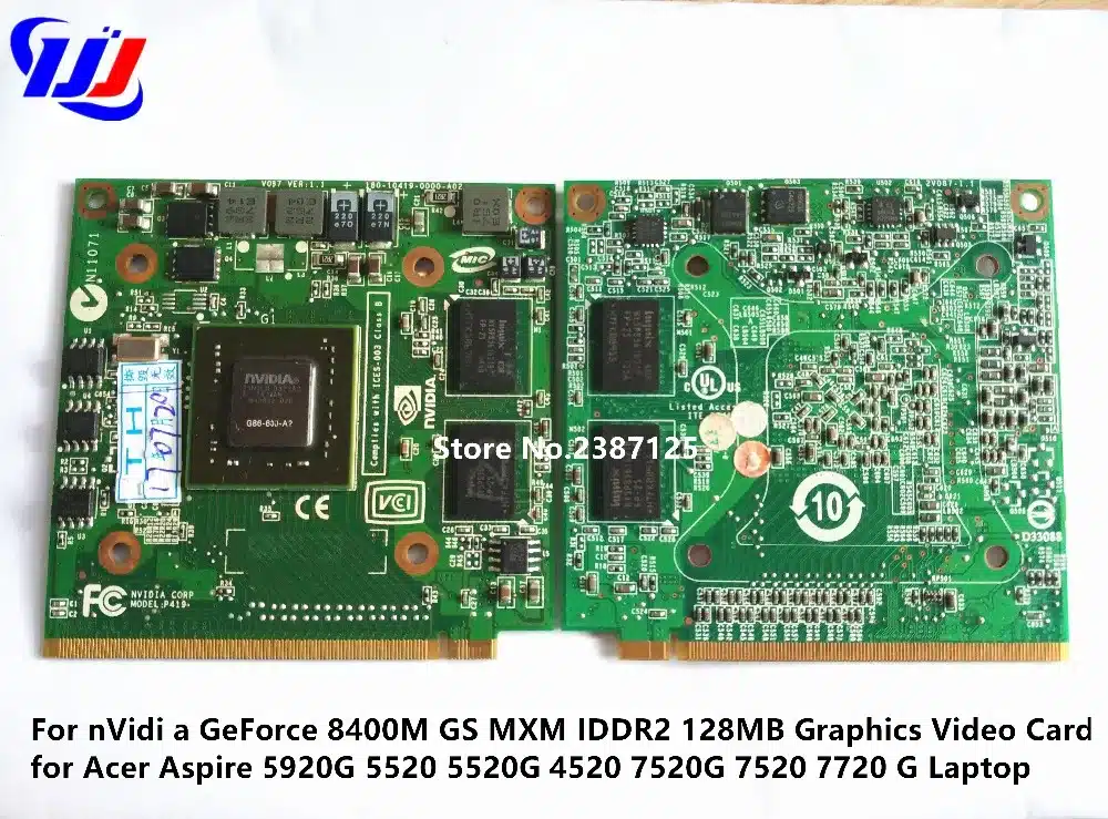 For nVidi a GeForce 8400M GS MXM IDDR2 128MB Graphics Video Card for Acer Aspire 5920G 5520 5520G 4520 7520G 7520 7720 G Laptop 3