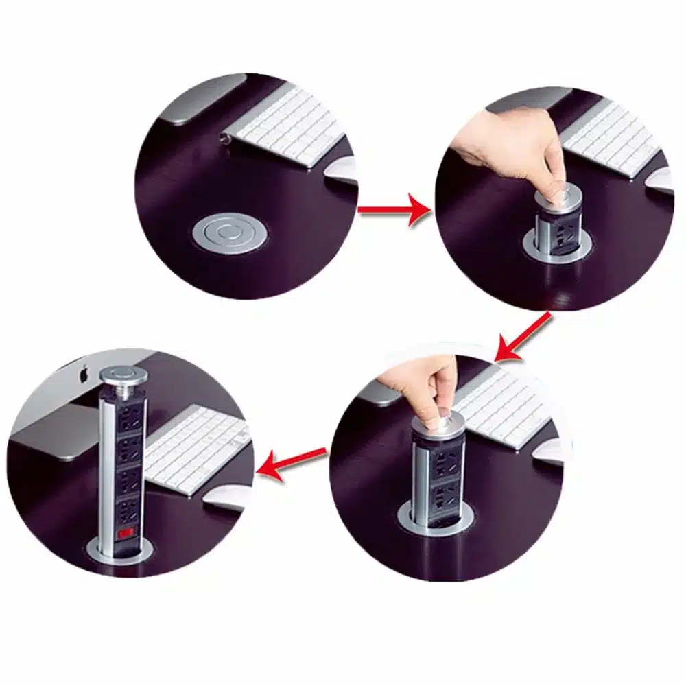 (Ship From Russia)Hotsell Aluminum Shell Tensile led Pop Up Socket with Charge USB and 3EU outlets kitchen socket ,free shipping 13