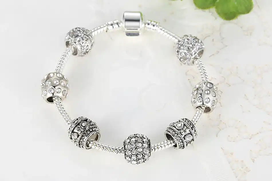 BELAWANG Fashion Women Bracelet Silver Color Crystal Bead Charm Bracelet For Women Christmas Jewelry Original Bracelets Gift 39