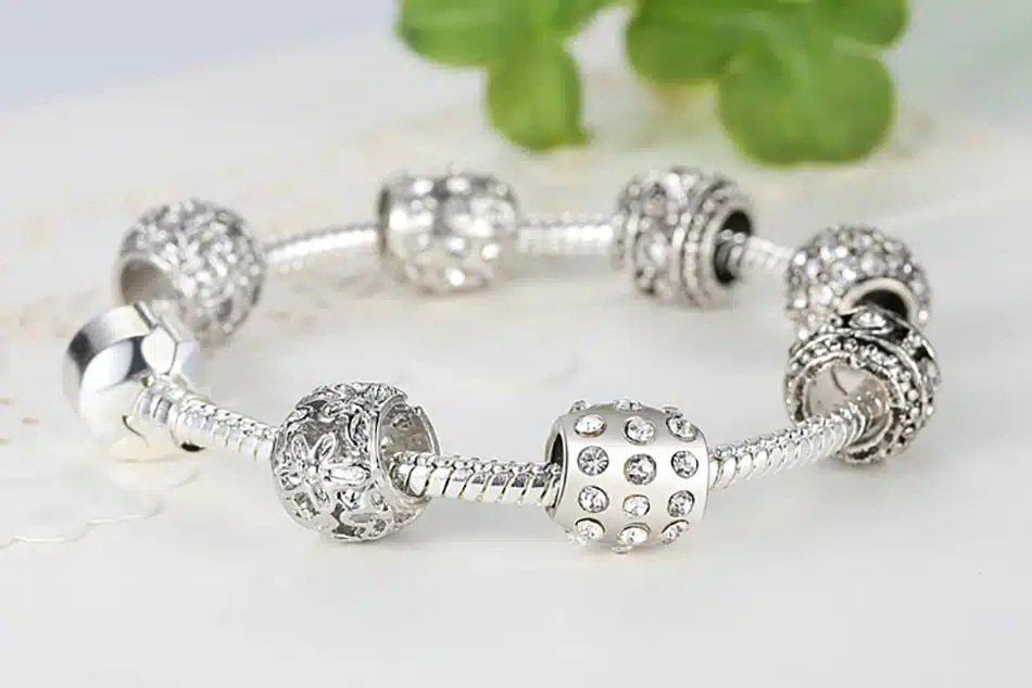 BELAWANG Fashion Women Bracelet Silver Color Crystal Bead Charm Bracelet For Women Christmas Jewelry Original Bracelets Gift 38
