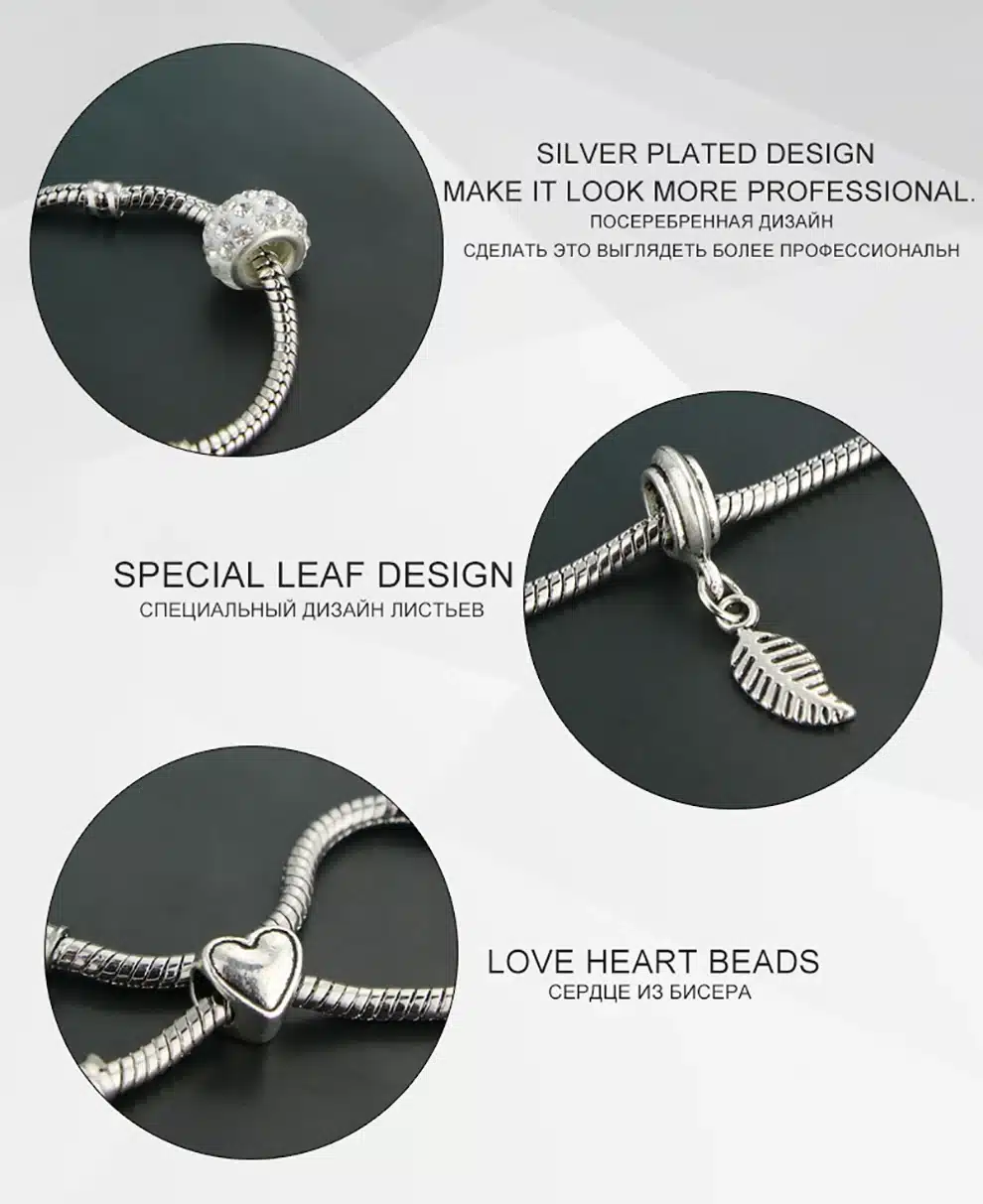 KEORMA Rhinestone European Beads Charm Women Bracelets Fashion Charm Bracelets Bangles For Women Jewelry With Beautiful Gift Bag 16