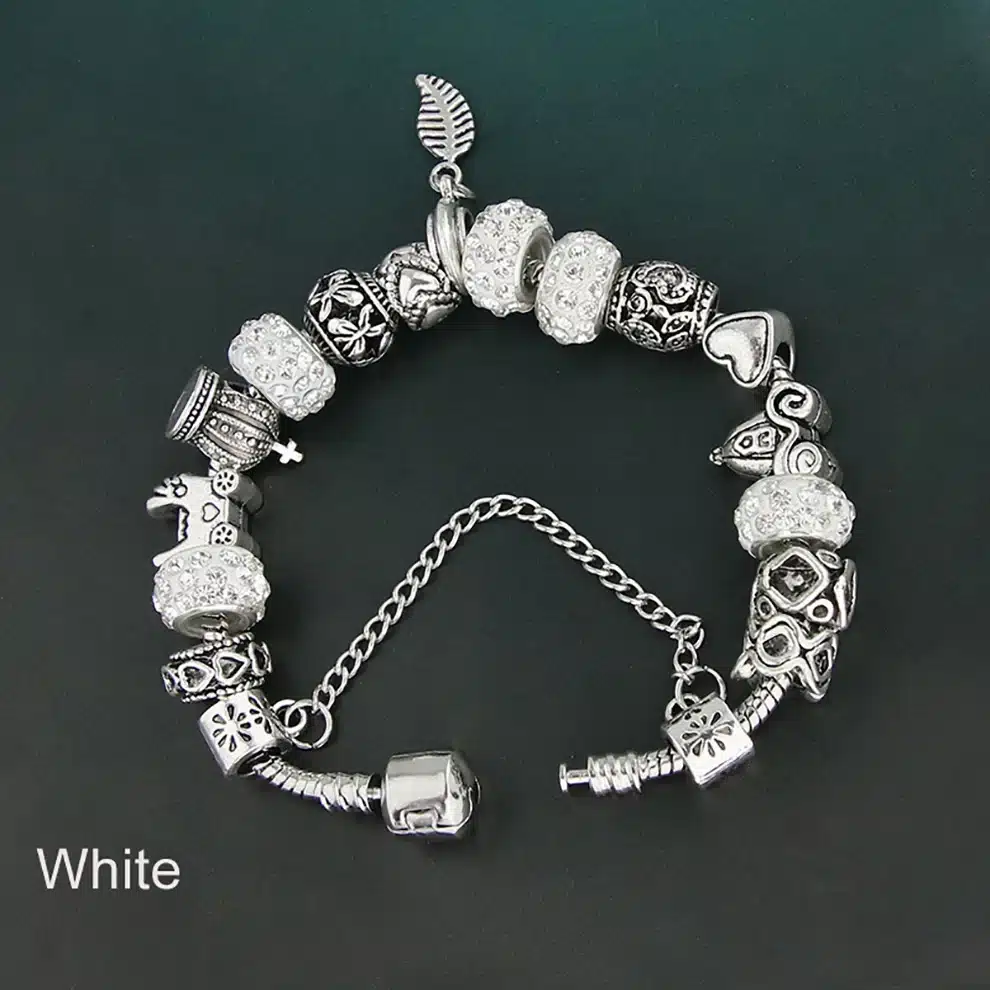 KEORMA Rhinestone European Beads Charm Women Bracelets Fashion Charm Bracelets Bangles For Women Jewelry With Beautiful Gift Bag 18