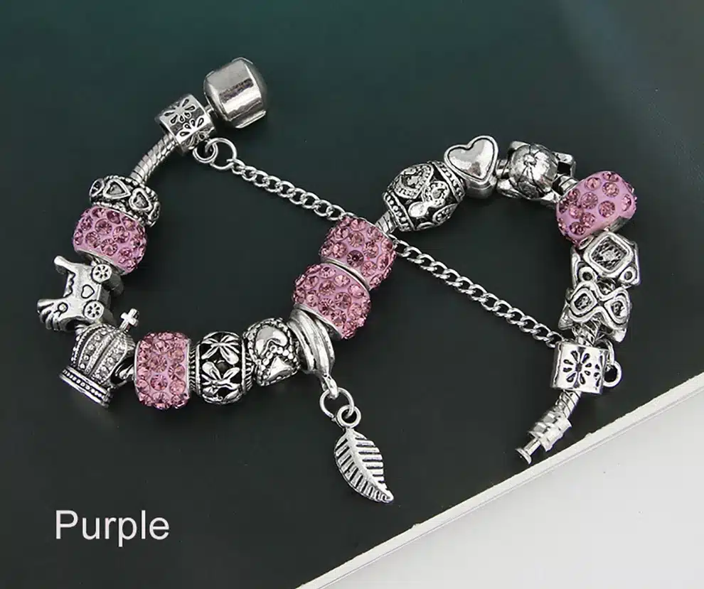 KEORMA Rhinestone European Beads Charm Women Bracelets Fashion Charm Bracelets Bangles For Women Jewelry With Beautiful Gift Bag 24