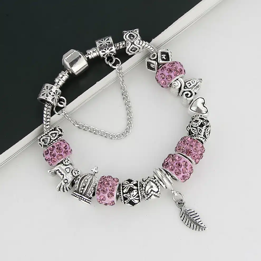 KEORMA Rhinestone European Beads Charm Women Bracelets Fashion Charm Bracelets Bangles For Women Jewelry With Beautiful Gift Bag 25