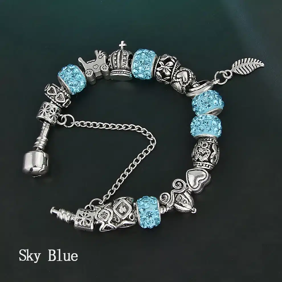 KEORMA Rhinestone European Beads Charm Women Bracelets Fashion Charm Bracelets Bangles For Women Jewelry With Beautiful Gift Bag 28