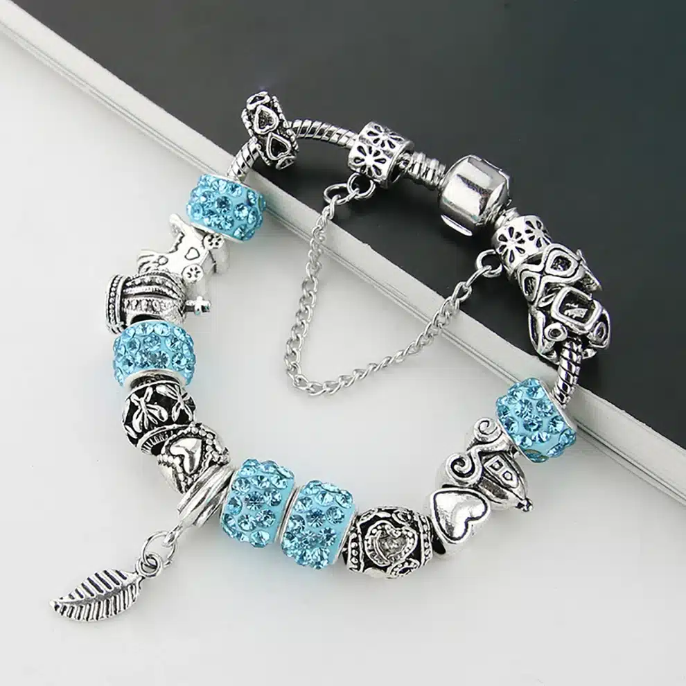 KEORMA Rhinestone European Beads Charm Women Bracelets Fashion Charm Bracelets Bangles For Women Jewelry With Beautiful Gift Bag 29