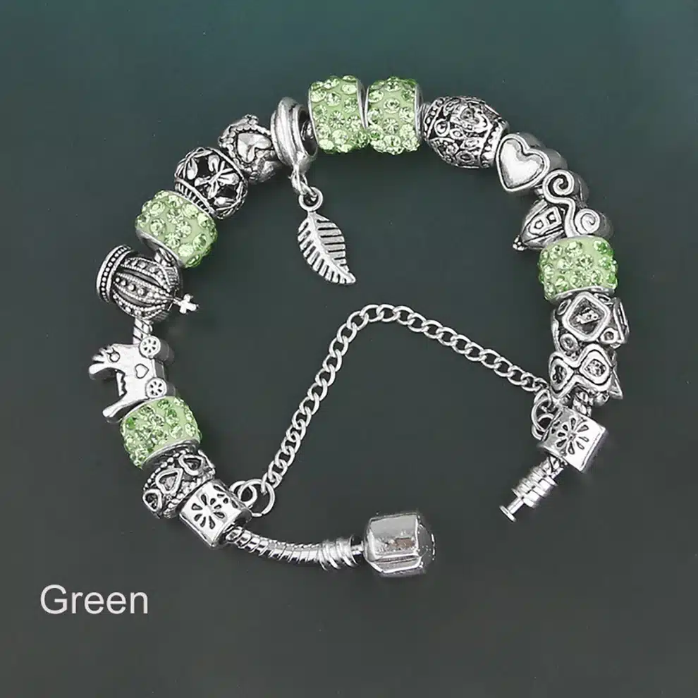 KEORMA Rhinestone European Beads Charm Women Bracelets Fashion Charm Bracelets Bangles For Women Jewelry With Beautiful Gift Bag 32