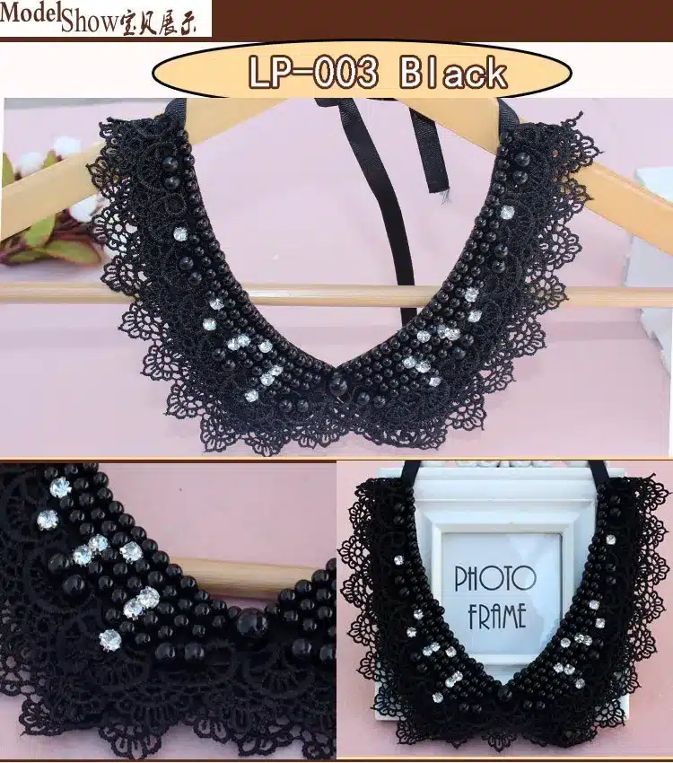 Vintage black lace beaded collar choker collar necklace fake collar women 's clothing accessories sweet false collar 6