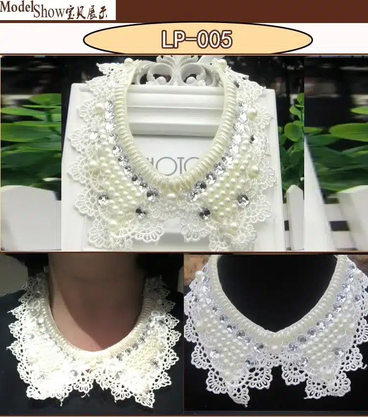 Vintage black lace beaded collar choker collar necklace fake collar women 's clothing accessories sweet false collar 8