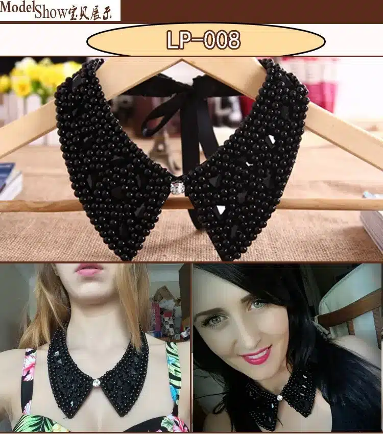 Vintage black lace beaded collar choker collar necklace fake collar women 's clothing accessories sweet false collar 10