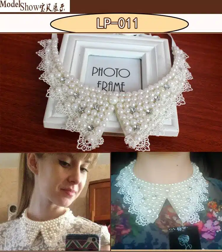 Vintage black lace beaded collar choker collar necklace fake collar women 's clothing accessories sweet false collar 12