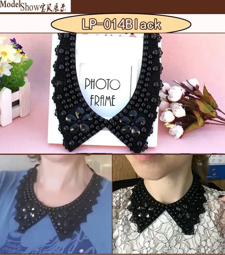 Vintage black lace beaded collar choker collar necklace fake collar women 's clothing accessories sweet false collar 13