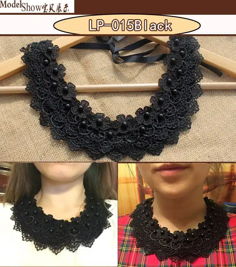 Vintage black lace beaded collar choker collar necklace fake collar women 's clothing accessories sweet false collar 15