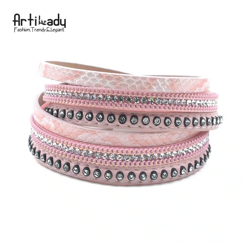 Artilady wrap leather bangle charm winter leather bracelet women jewelry BW 21