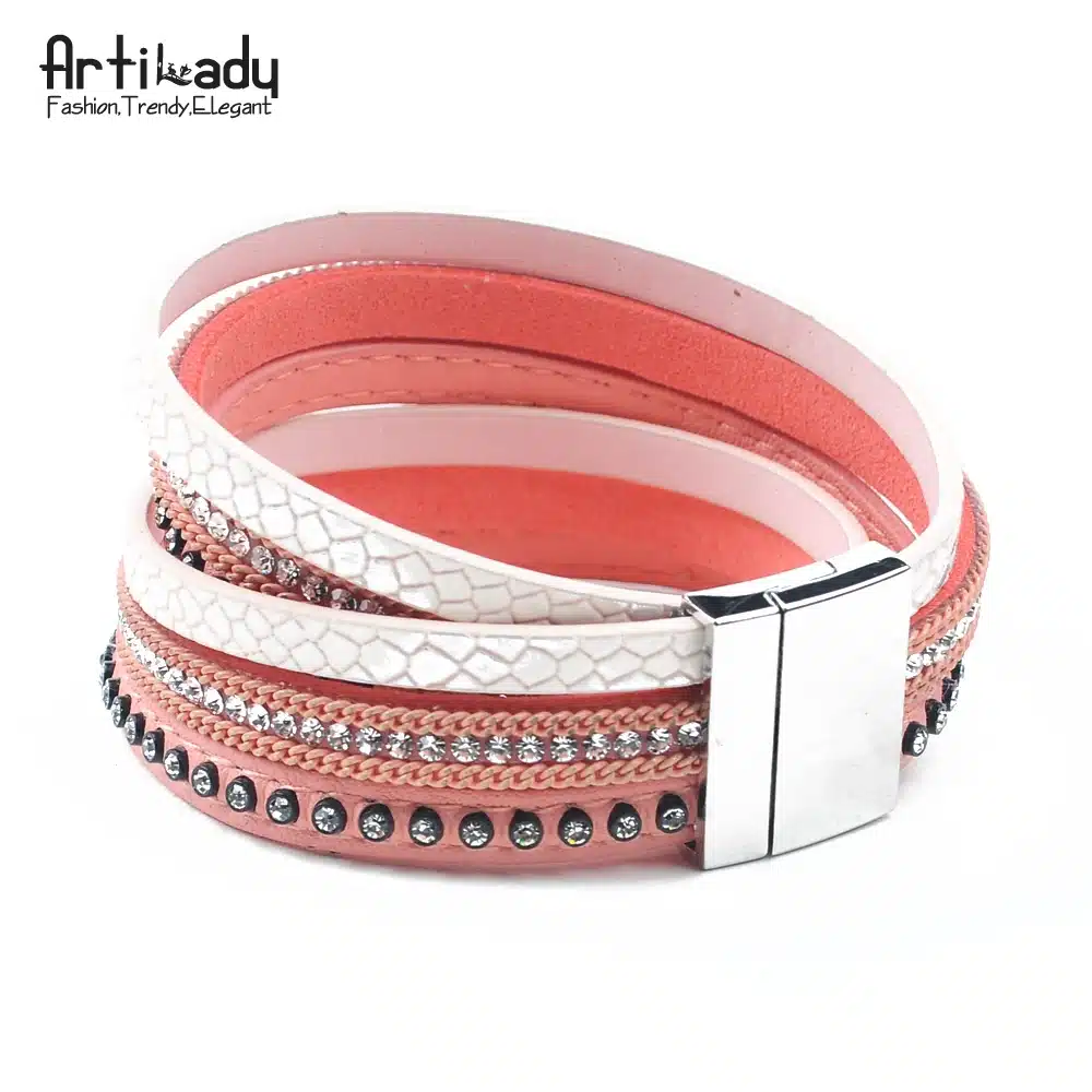 Artilady wrap leather bangle charm winter leather bracelet women jewelry BW 22