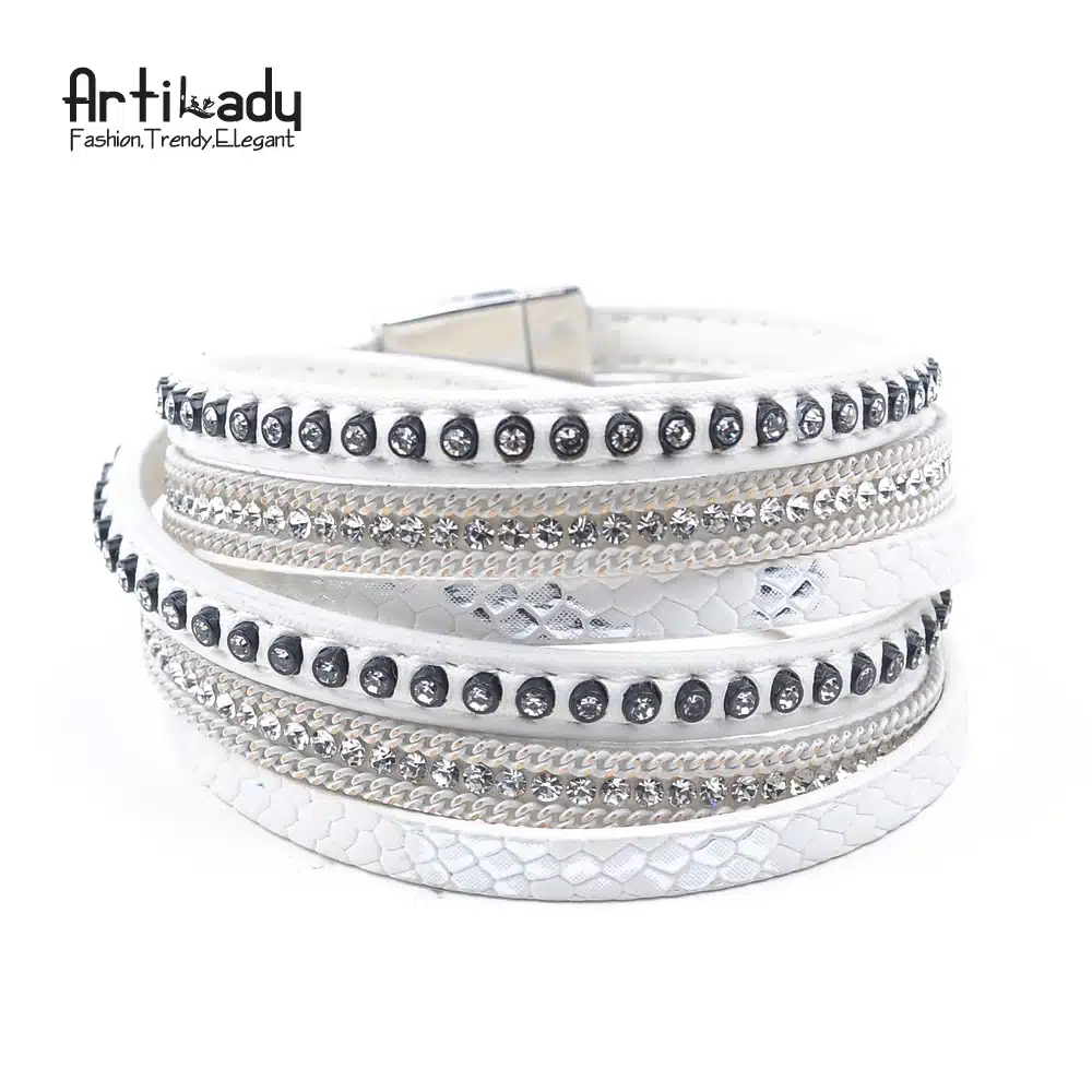 Artilady wrap leather bangle charm winter leather bracelet women jewelry BW 26