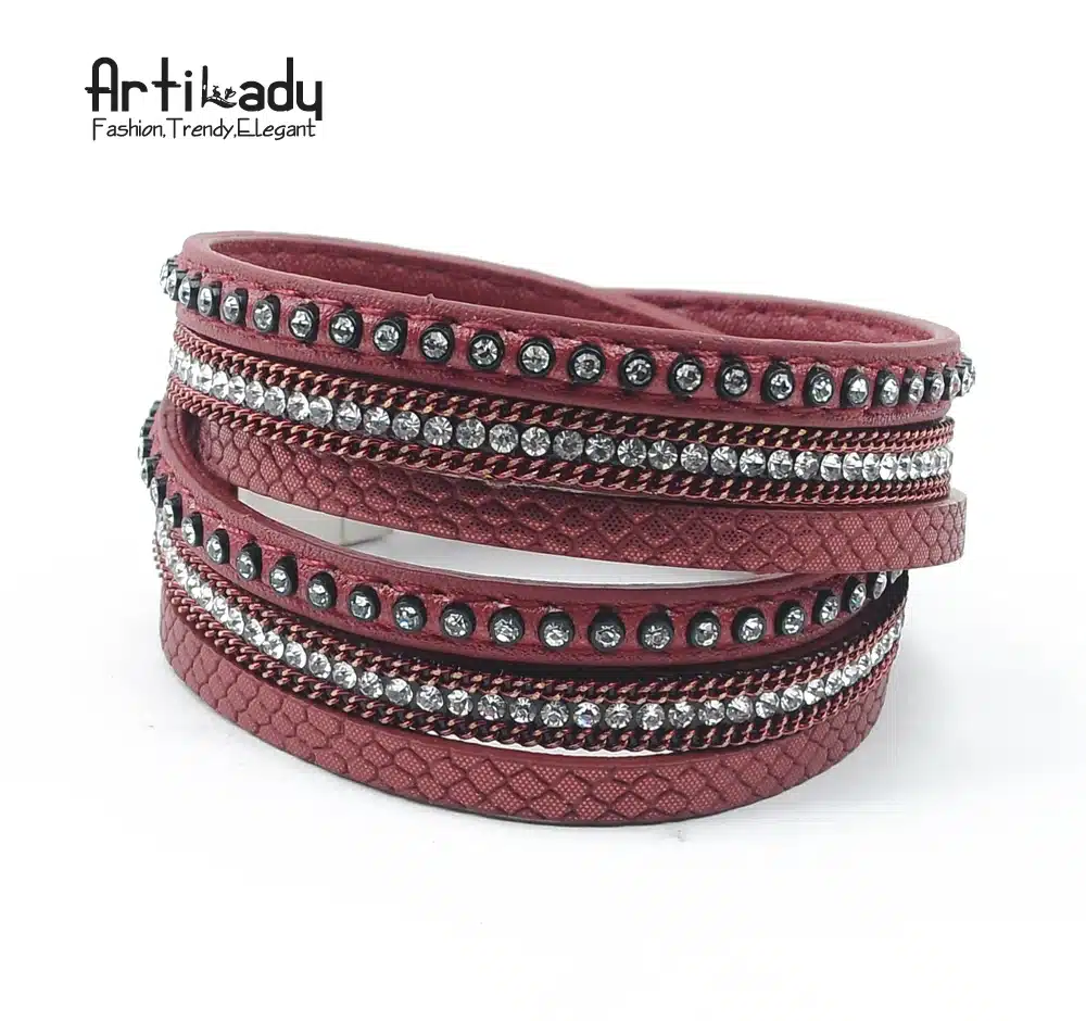 Artilady wrap leather bangle charm winter leather bracelet women jewelry BW 27