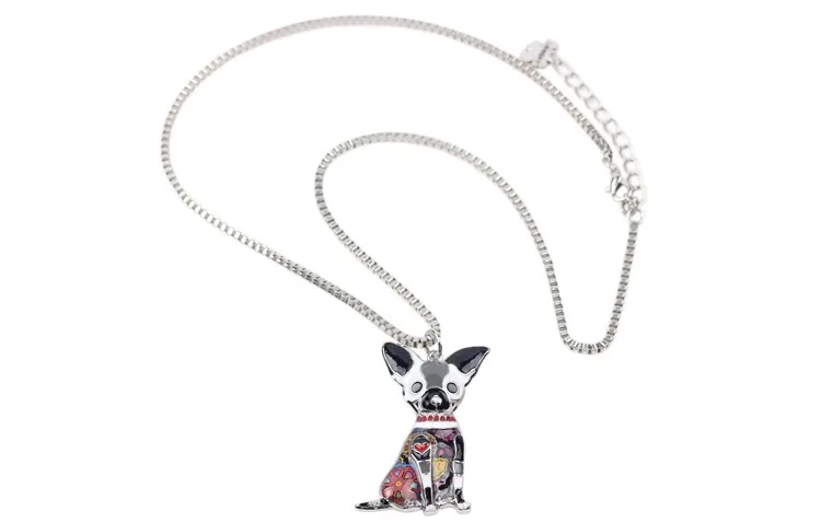 Bonsny Maxi Statement Metal Alloy Chihuahuas Dog Choker Necklace Chain Collar Pendant Fashion New Enamel Jewelry For Women 15