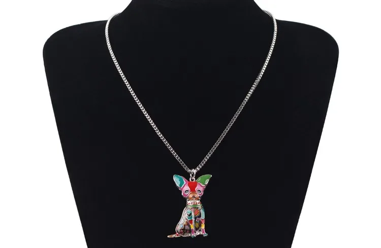 Bonsny Maxi Statement Metal Alloy Chihuahuas Dog Choker Necklace Chain Collar Pendant Fashion New Enamel Jewelry For Women 16