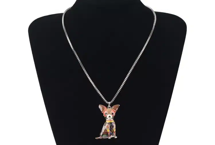 Bonsny Maxi Statement Metal Alloy Chihuahuas Dog Choker Necklace Chain Collar Pendant Fashion New Enamel Jewelry For Women 17