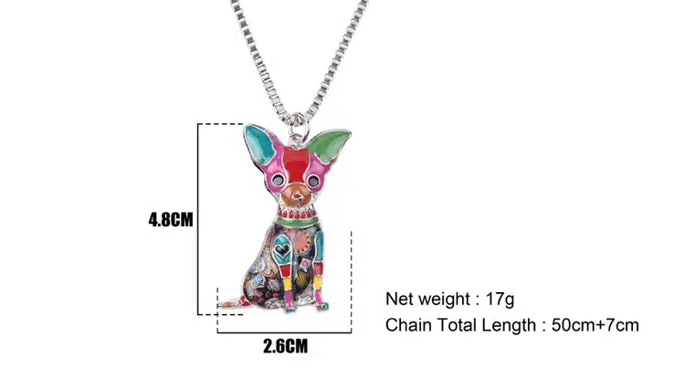 Bonsny Maxi Statement Metal Alloy Chihuahuas Dog Choker Necklace Chain Collar Pendant Fashion New Enamel Jewelry For Women 23