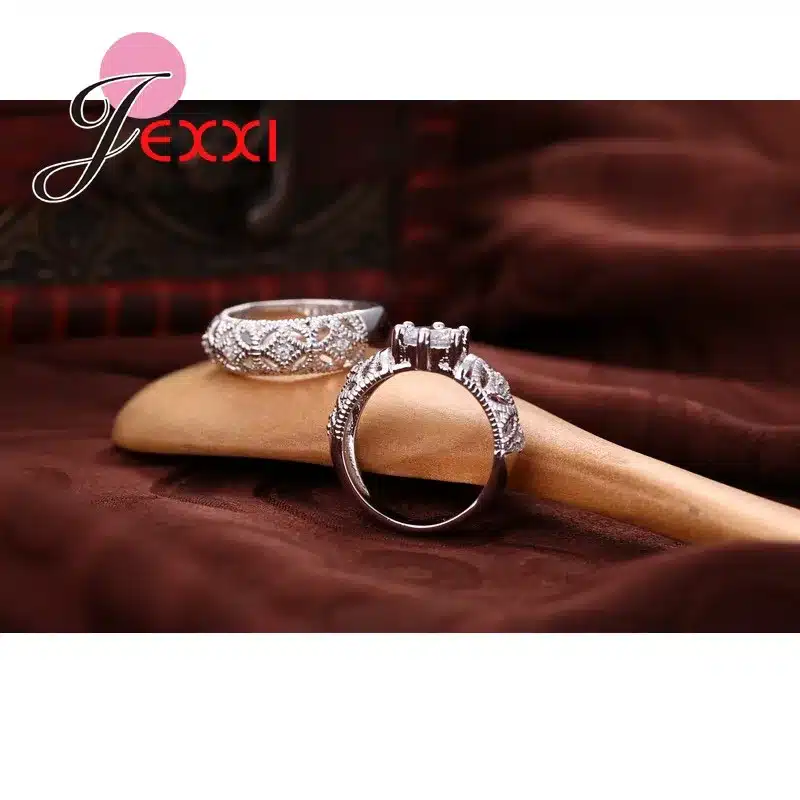 JEXXI Vintage Double Rings With Mask For Females 925 Sterling Silver Elegant Jewelry Big Round Shiny Accessories Wholesale 23
