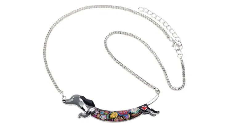 Bonsny Statement Metal Alloy Enamel Animal Pets Dachshund Dog Choker Necklace Chain Collar Pendant Fashion New Jewelry For Women 14