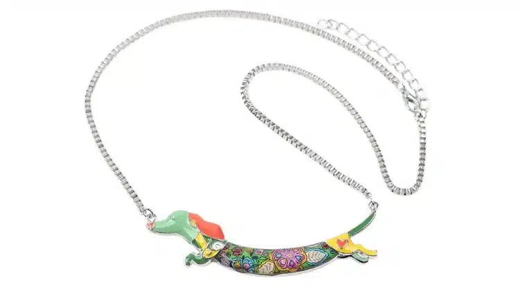 Bonsny Statement Metal Alloy Enamel Animal Pets Dachshund Dog Choker Necklace Chain Collar Pendant Fashion New Jewelry For Women 15