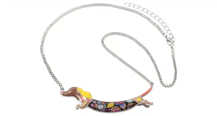 Bonsny Statement Metal Alloy Enamel Animal Pets Dachshund Dog Choker Necklace Chain Collar Pendant Fashion New Jewelry For Women 16