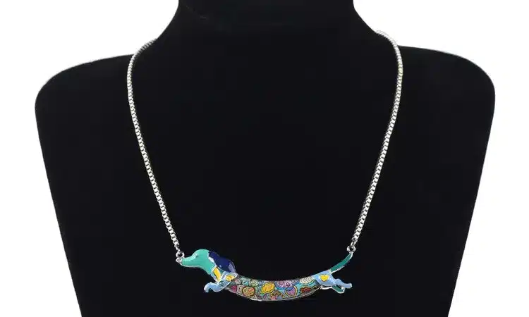 Bonsny Statement Metal Alloy Enamel Animal Pets Dachshund Dog Choker Necklace Chain Collar Pendant Fashion New Jewelry For Women 19