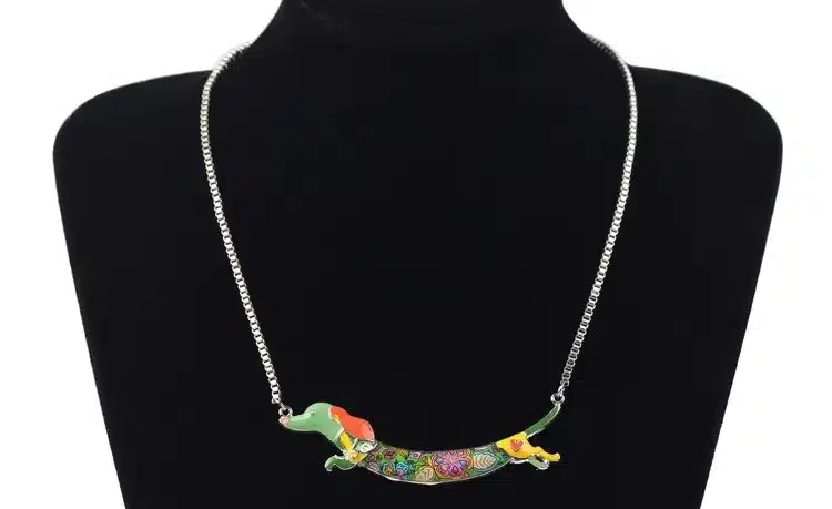 Bonsny Statement Metal Alloy Enamel Animal Pets Dachshund Dog Choker Necklace Chain Collar Pendant Fashion New Jewelry For Women 20