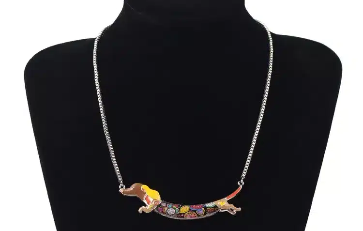 Bonsny Statement Metal Alloy Enamel Animal Pets Dachshund Dog Choker Necklace Chain Collar Pendant Fashion New Jewelry For Women 21