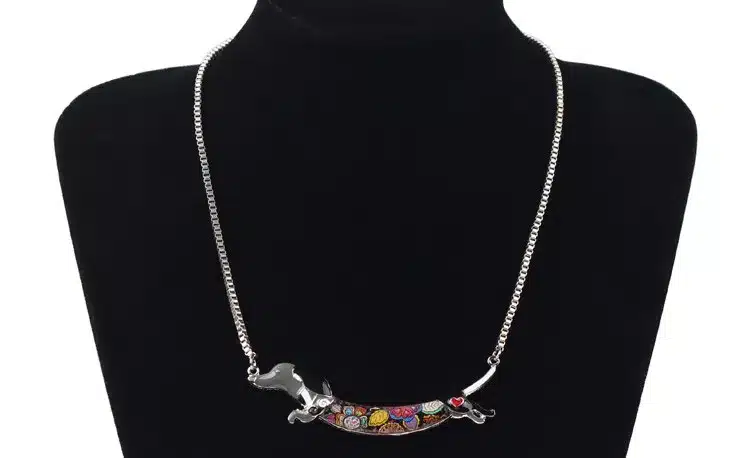 Bonsny Statement Metal Alloy Enamel Animal Pets Dachshund Dog Choker Necklace Chain Collar Pendant Fashion New Jewelry For Women 22