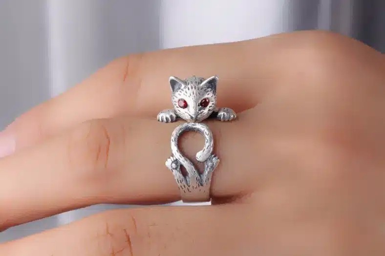 2016 new arrival high quality retro style cute cat Thai silver 925 sterling silver ladies`adjustable size rings jewelry gift 11