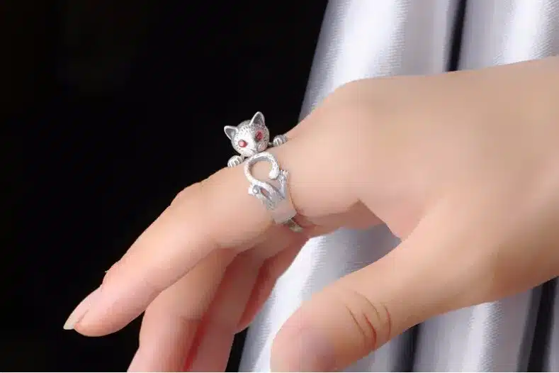 2016 new arrival high quality retro style cute cat Thai silver 925 sterling silver ladies`adjustable size rings jewelry gift 12