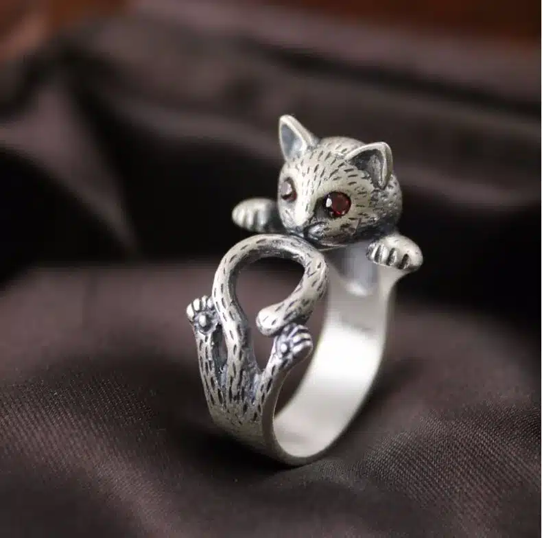 2016 new arrival high quality retro style cute cat Thai silver 925 sterling silver ladies`adjustable size rings jewelry gift 13