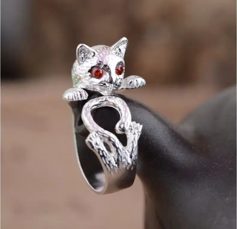 2016 new arrival high quality retro style cute cat Thai silver 925 sterling silver ladies`adjustable size rings jewelry gift 14