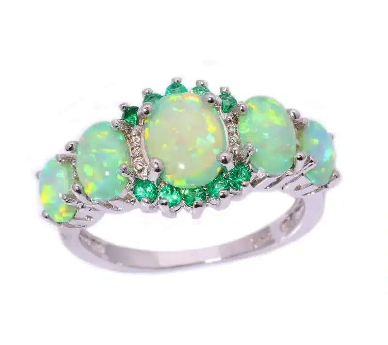 CiNily Created Green Fire Opal Crystal Silver Plated Ring Wholesale Retail Hot Sell for Women Jewelry Ring Size 5-12 OJ7552 13