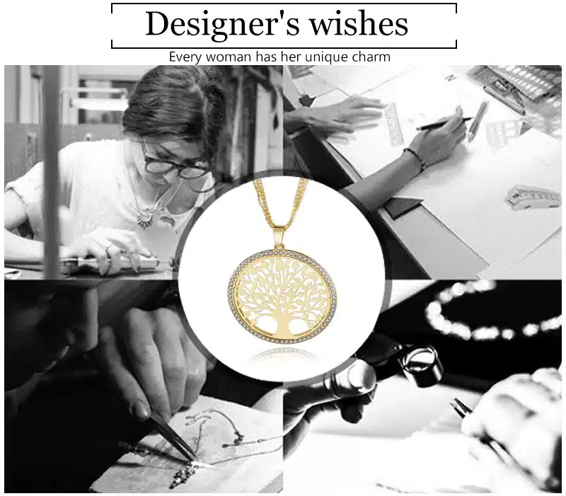 LongWay Tree Of Life Gold Color Long Necklace for Women Vintage Crystal Multilayer Pendant Necklace Female Jewelry Sne160124 11