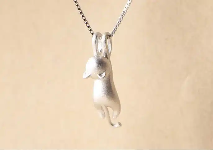 Genuine 925 Sterling Silver Necklaces Cats Pendants&Necklaces Sterling Silver 925 Kitty Necklace Fine Jewelry Colar de Plata D1 11